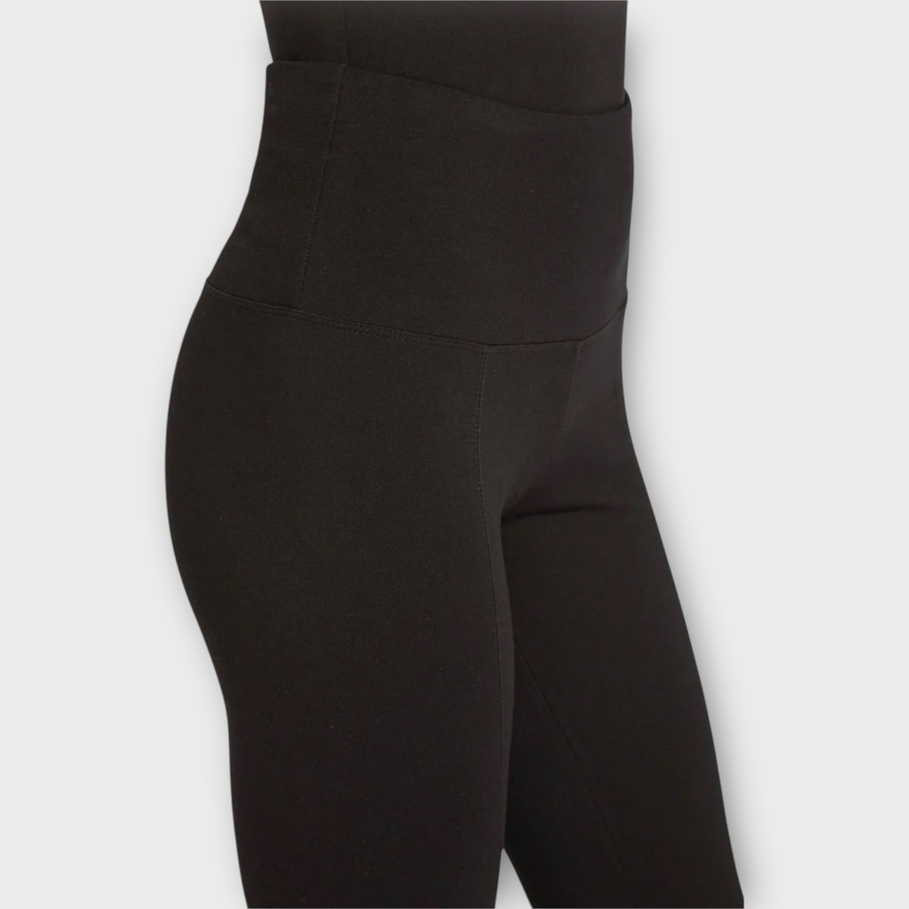 Lysse Black Center Seam Ponte Leggings L Tummy Control Flattering 4-Way Stretch